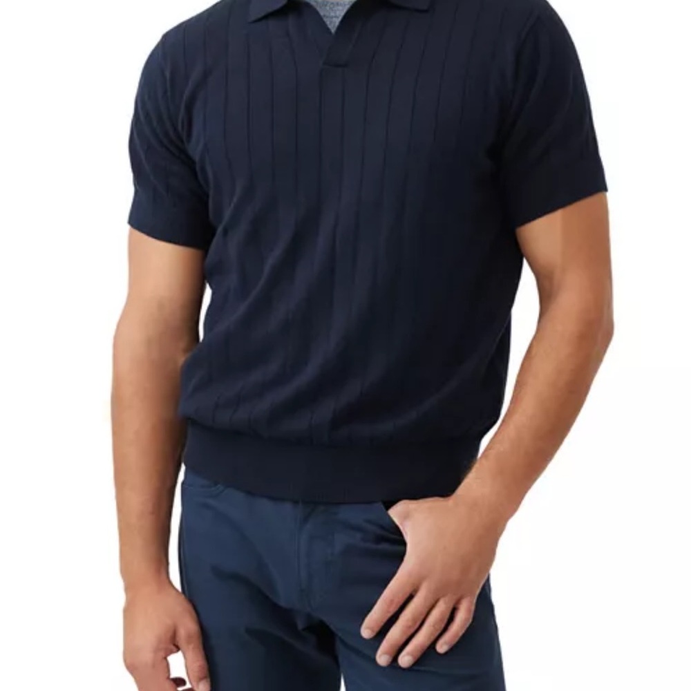 Rodd & Gunn Mens Navy Knit Short Sleeve Polo Sweater - NWT